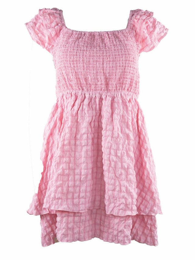 Light Pink Textured Tie Back Dress