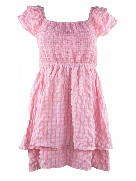Light Pink Textured Tie Back Dress