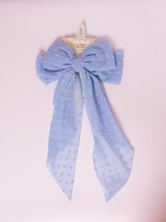 Blue Swiss Dot Hair Bow