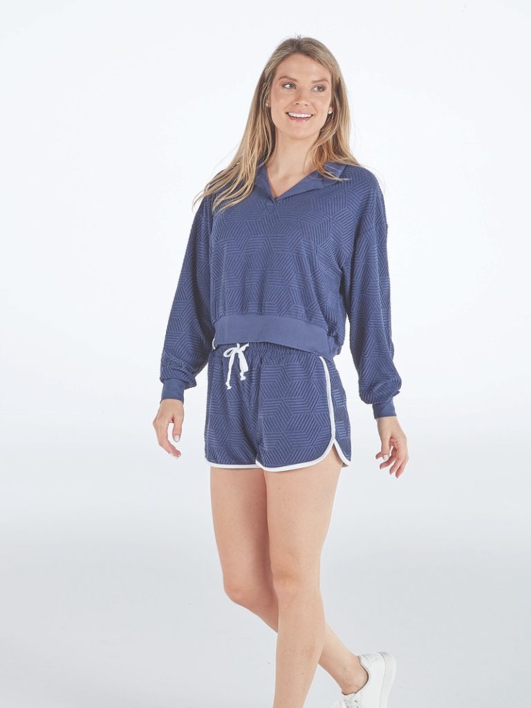 Navy Terry Textured Shorts