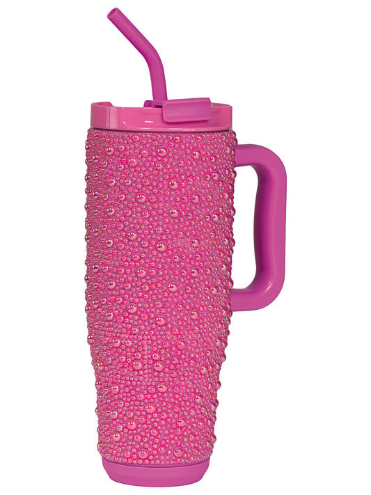 Pink Pearl Rhinestone 40 oz. Handle Tumbler