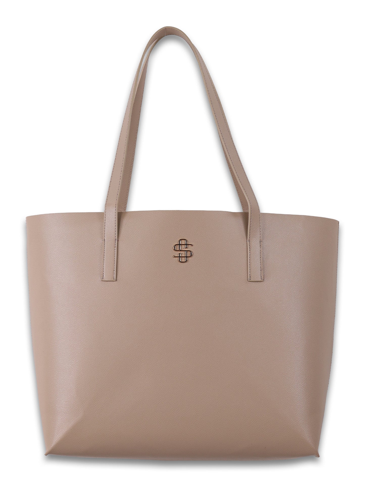 Beige Vegan Leather Tote Bag