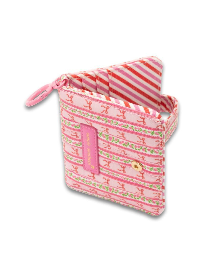 Blush Stripe Quilted ID Wallet