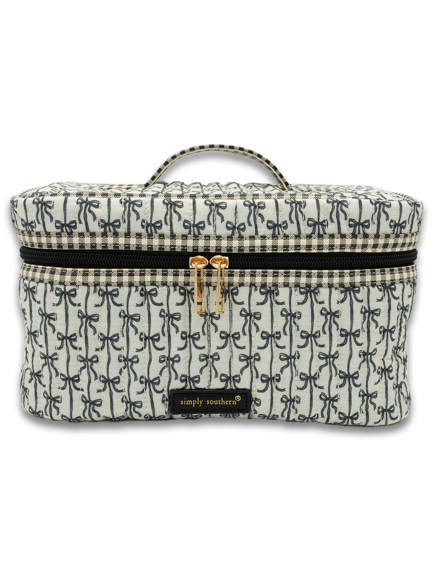 Black Bow Quilted Train Makeup Case