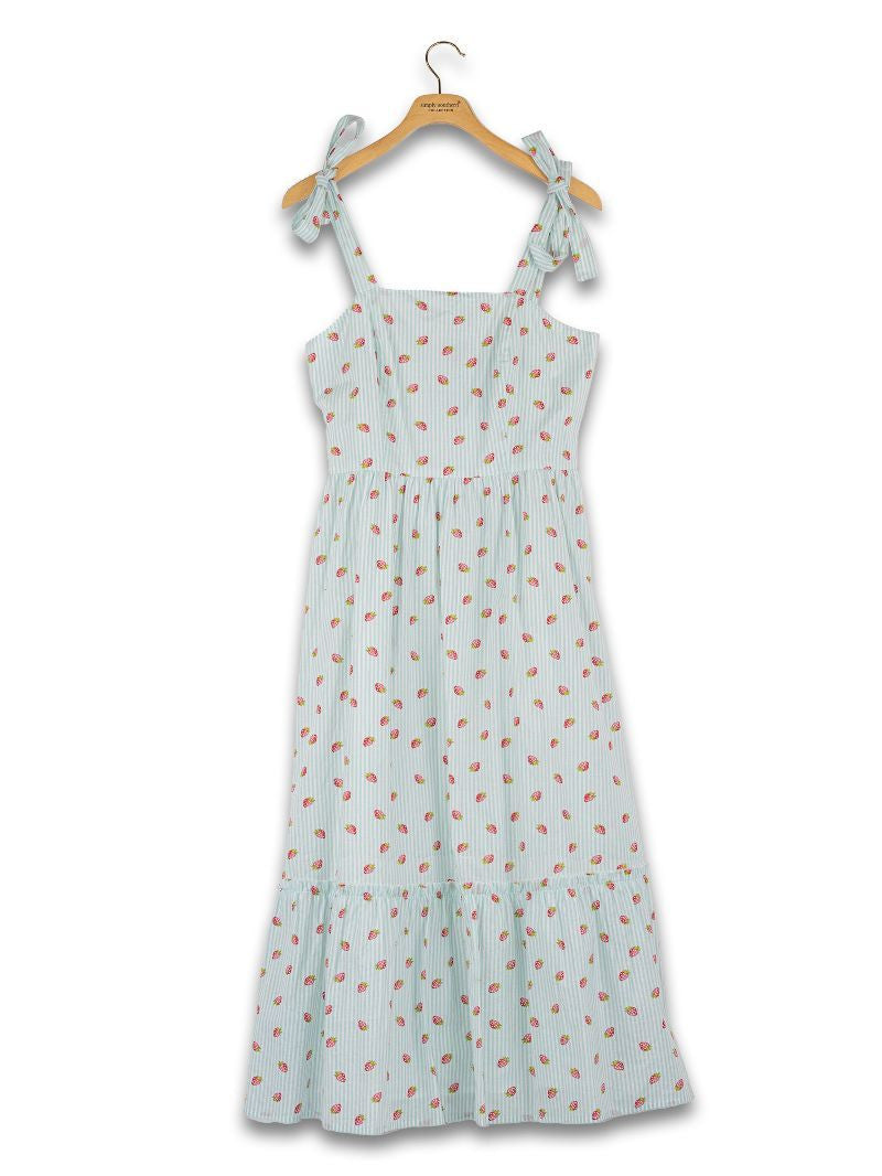 Mint Striped Strawberry Dress