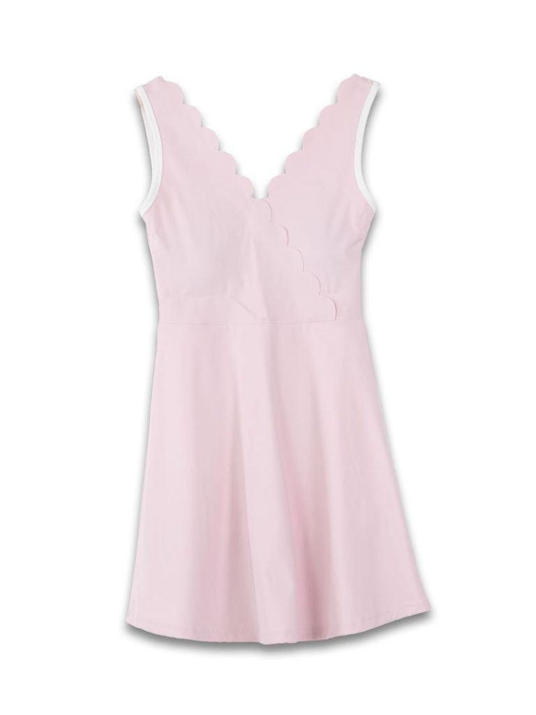 Pink Scallop Wrap Dress
