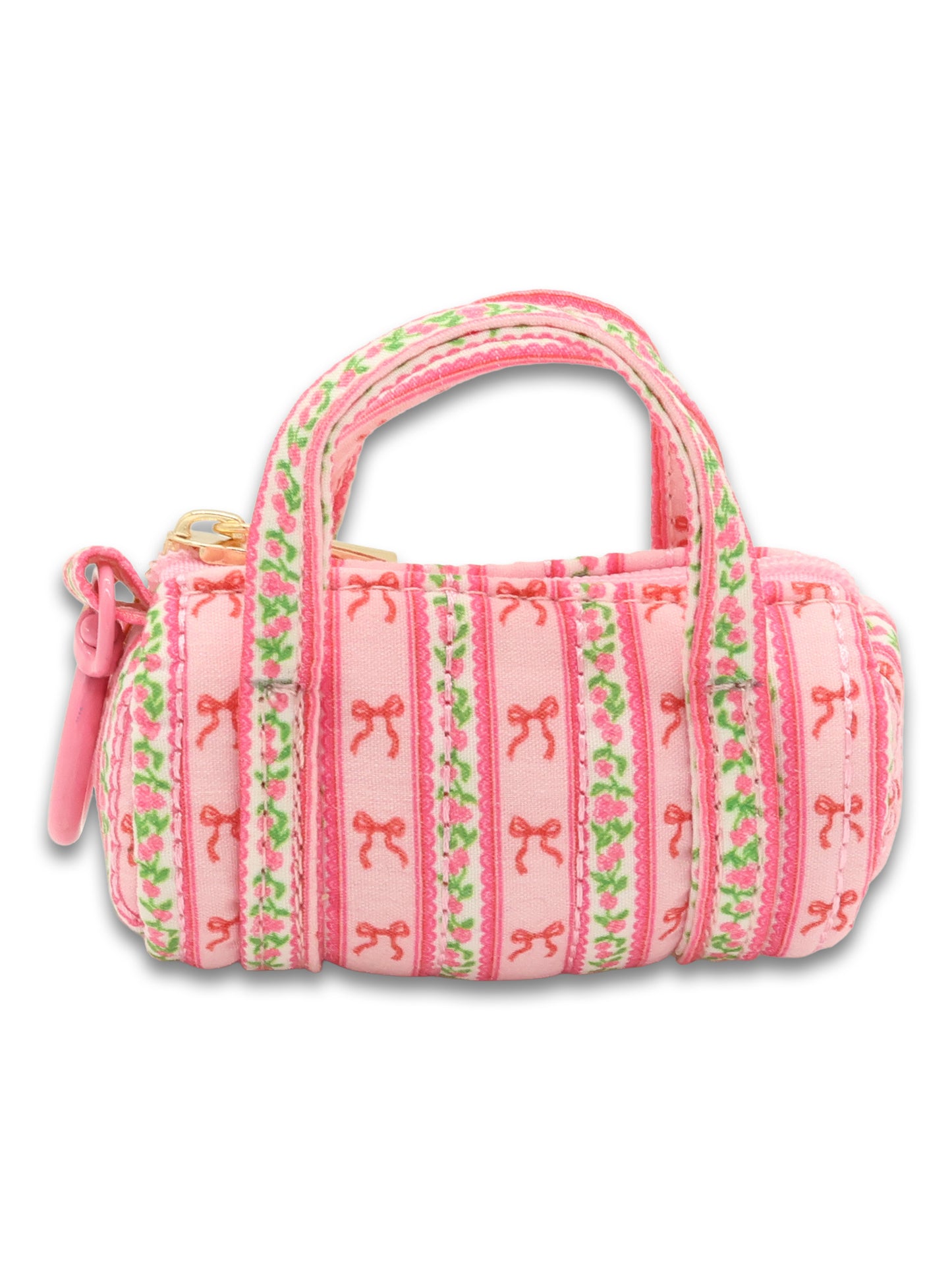 Blush Stripe Mini Duffle Keychain