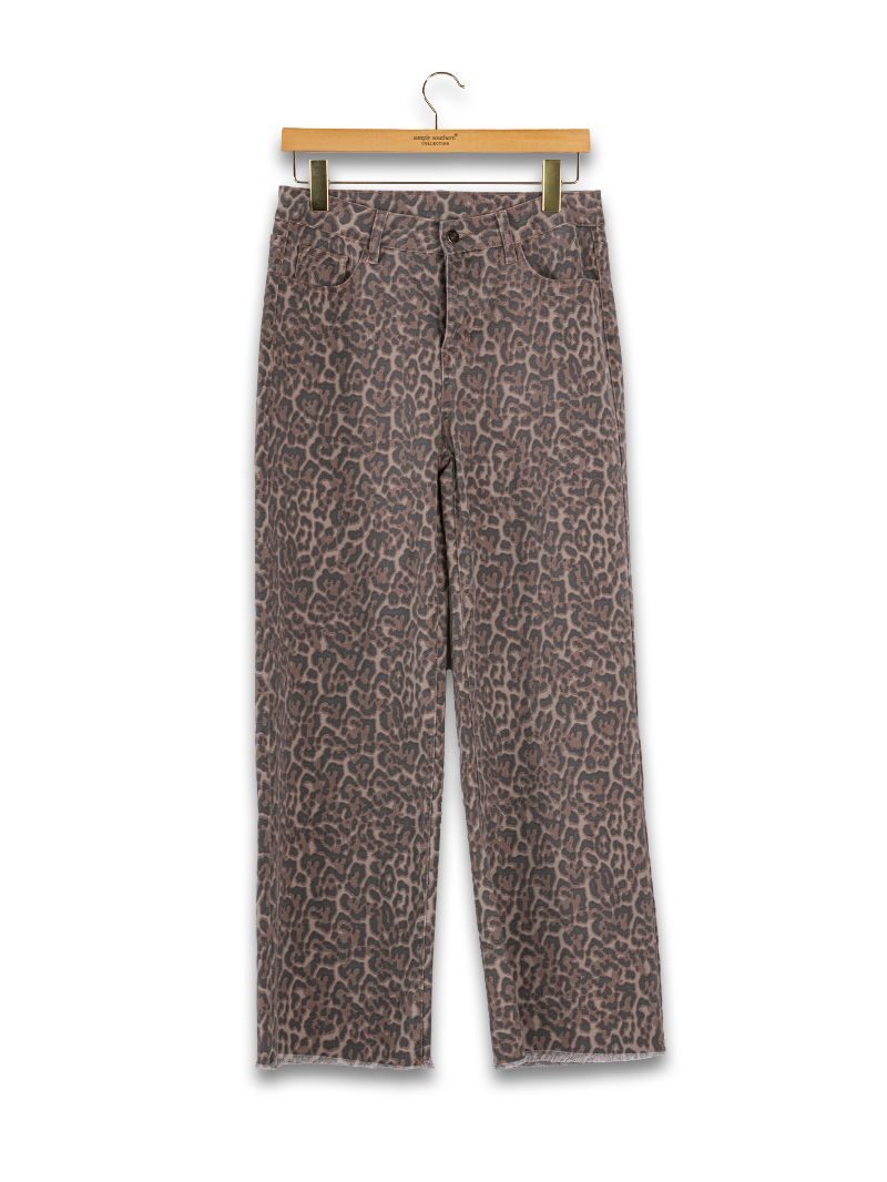 Leopard Print Denim Pants