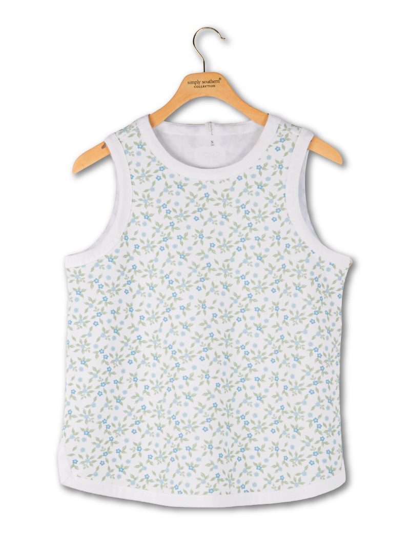 Rosebud Floral Contrast Printed Tank Top
