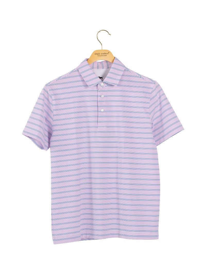 Boy's Purple Stripe UPF Polo