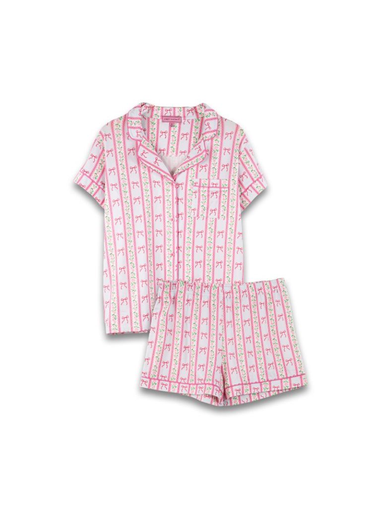 Youth Bow Stripe Pj Button Set