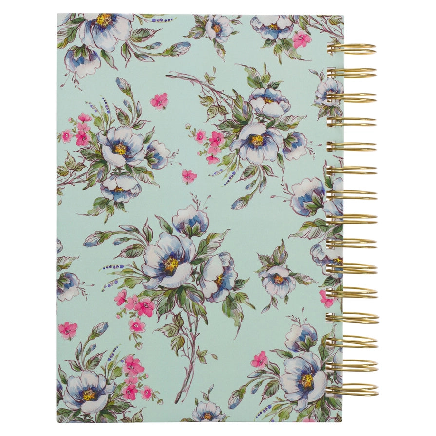 Mint Floral Give Thanks Ps. 107:1 Spiral Journal