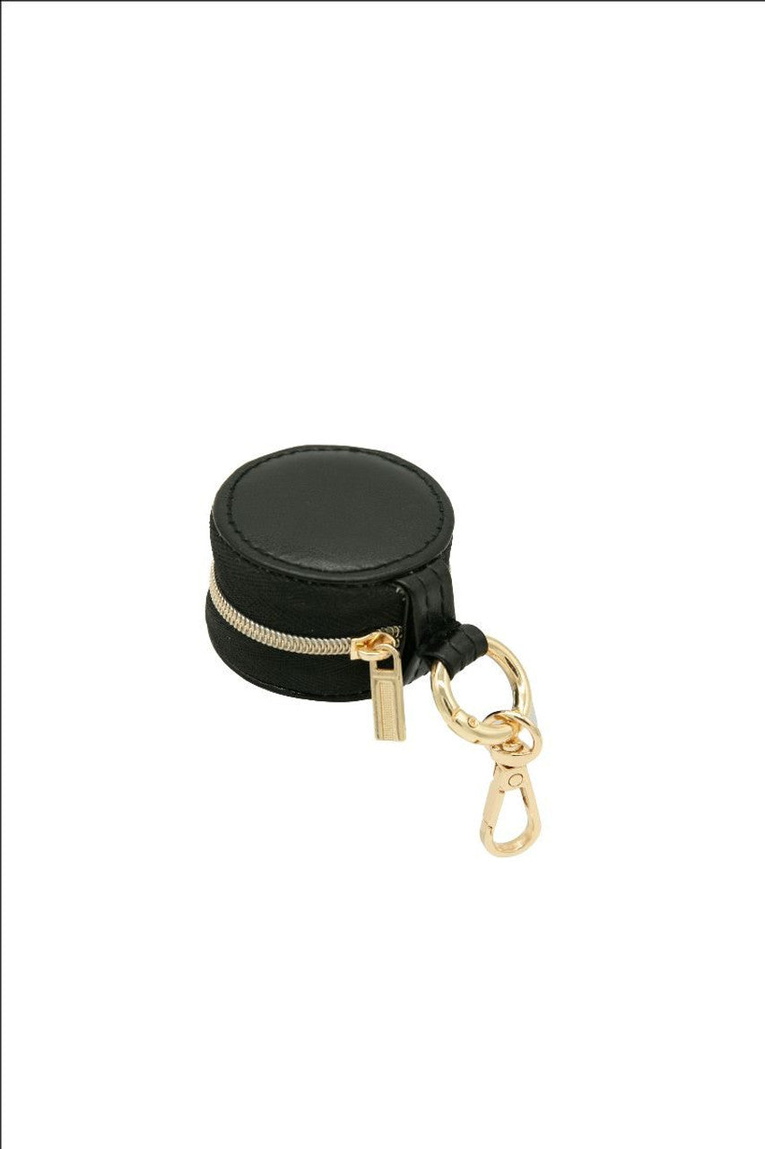 Black Leather Keychain Jewelry Case