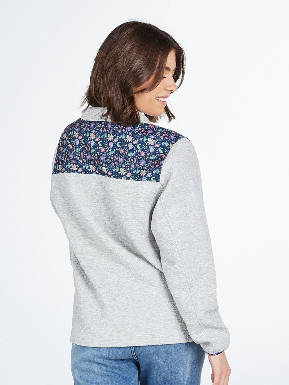 Heather Grey & Space Flower Aria Quarter Zip Pullover