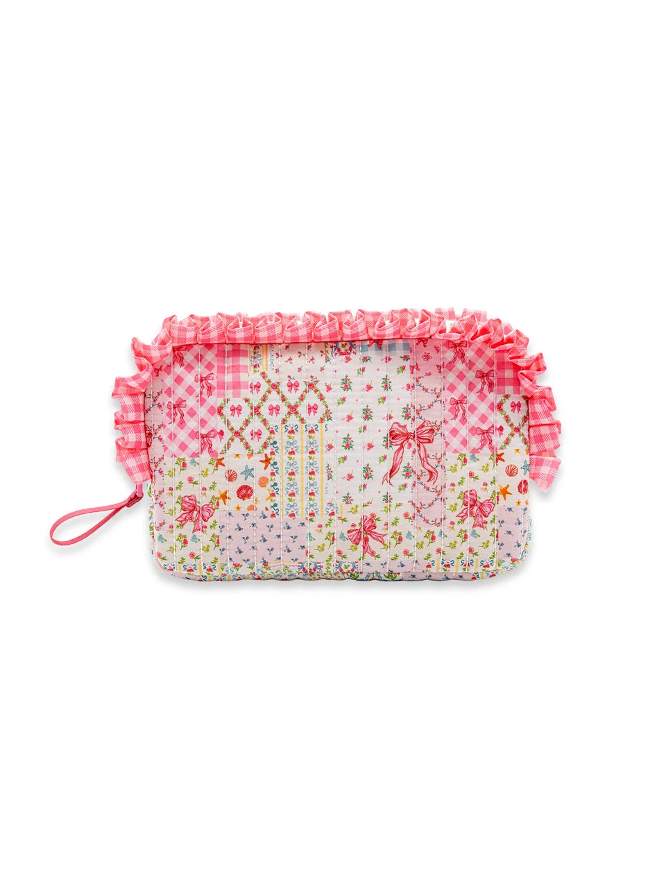 Quilted Ribbon Quilted Ruffle Cosmo Bag