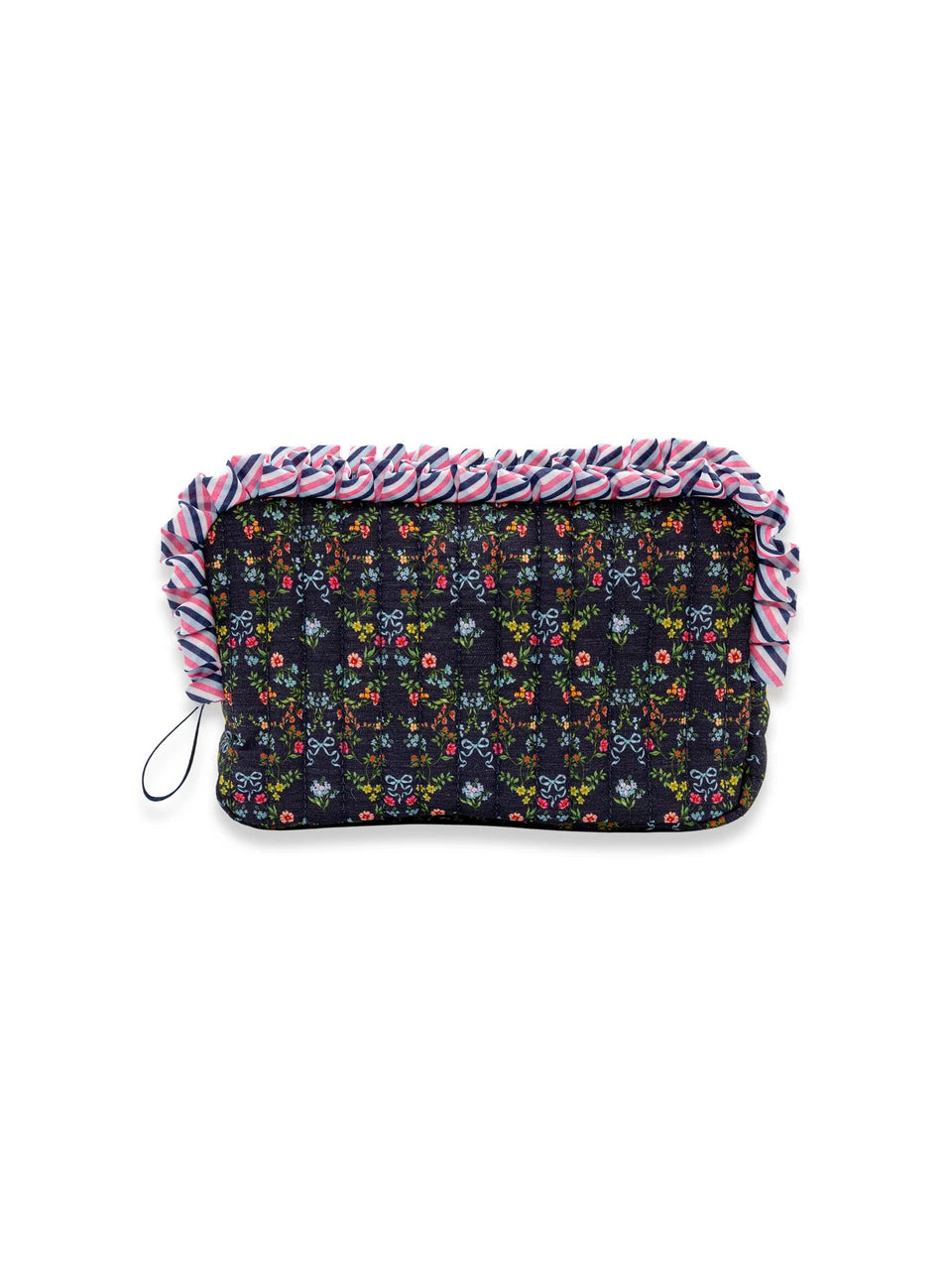 Ribbon Floral Quilted Ruffle Cosmo Bag