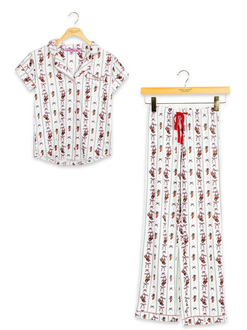 Youth Santa & Stocking Bows Simply Soft Pajama Pant Set