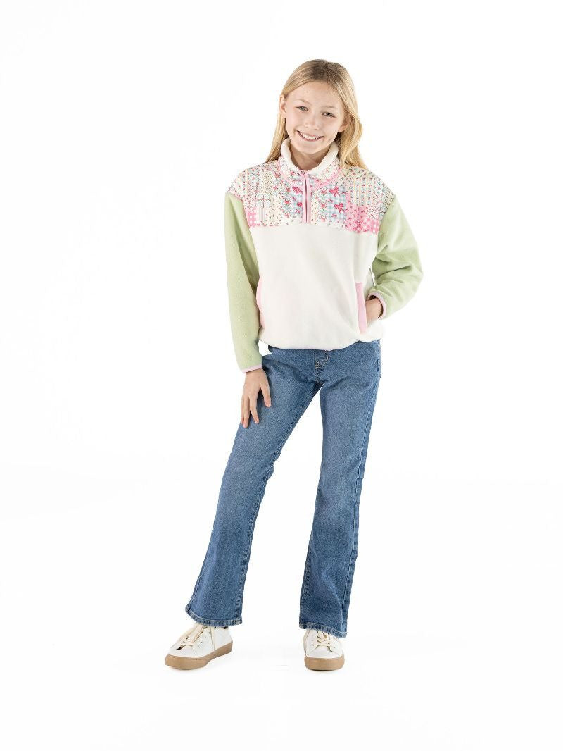 Youth Quilted Ribbon Aleyna Fleece Pullover