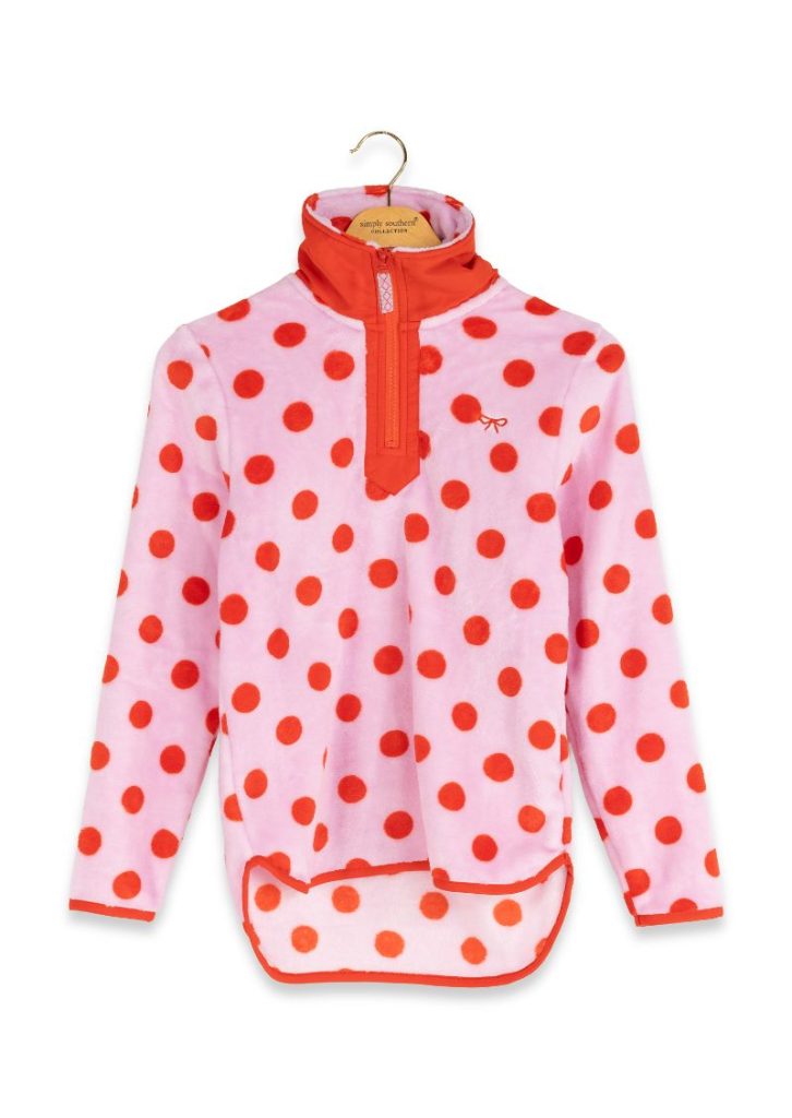 Youth Pink & Red Dotted Y-Neck Pullover