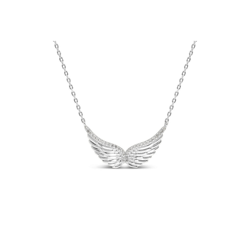Sterling Silver Guardian Angel Wings Necklace - A Charming Story
