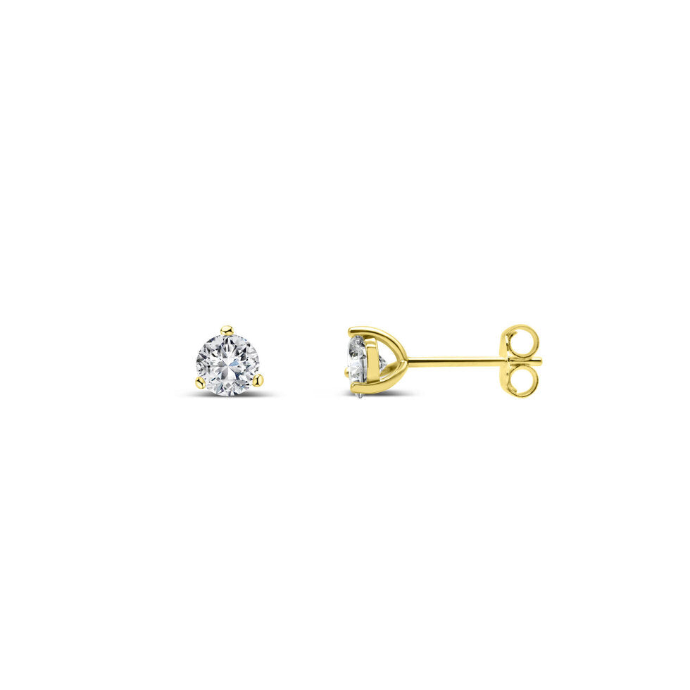 Gold Solitaire Stud 3 Prong .5CT Earrings