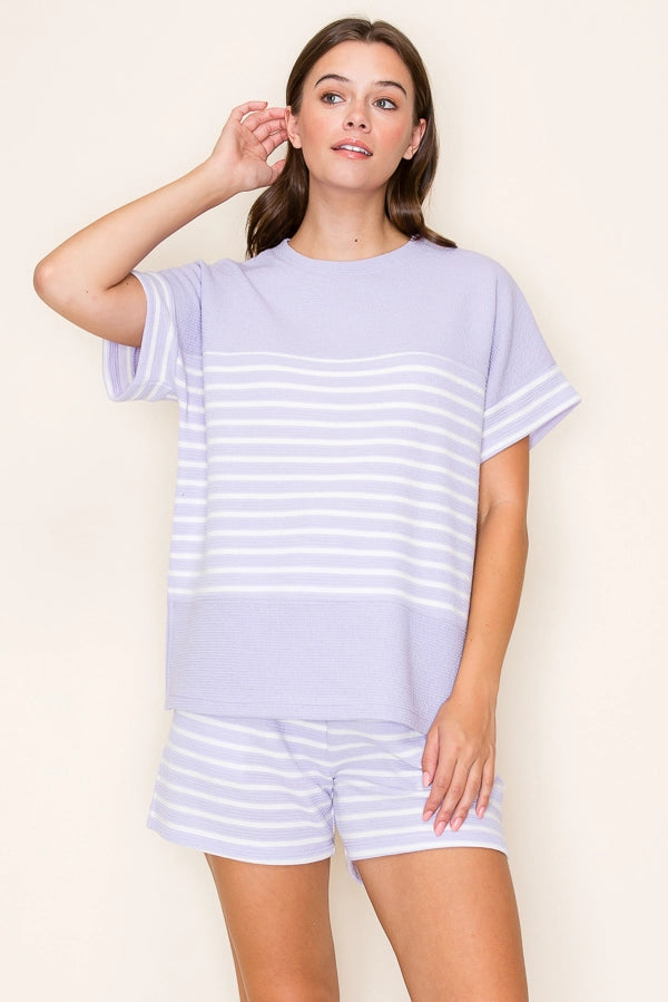 Lavender Stripe Cloudy Knit Jada Top