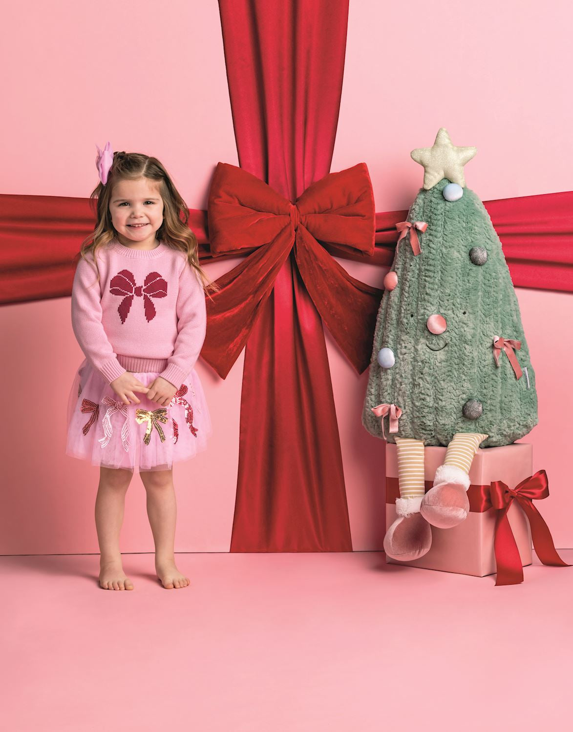 Mud Pie Pink Bow Crewneck Sweater