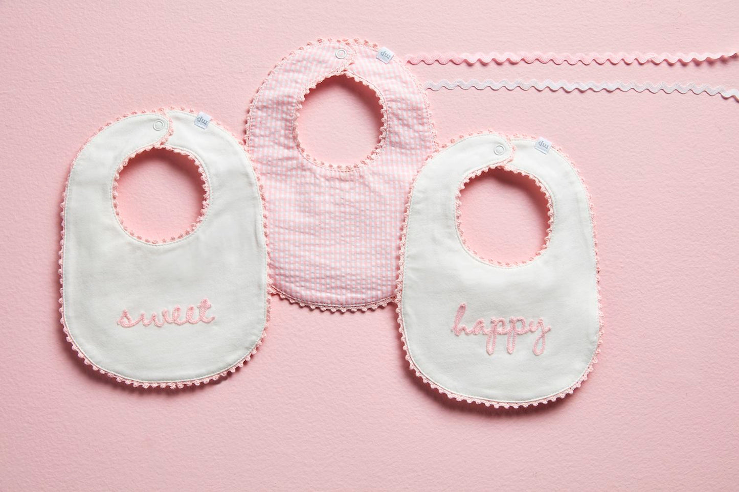 Mud Pie Pink Check Bib