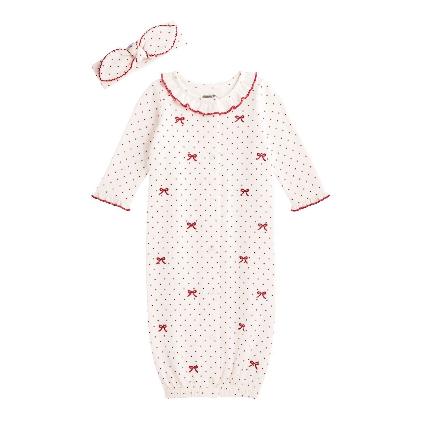 Mud Pie Christmas Bow Embroidery Gown