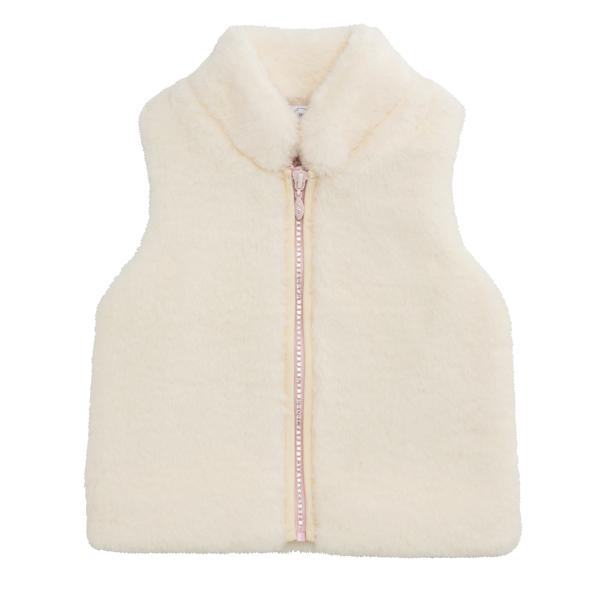Mud Pie Pink & Ivory Fur Zip Vests