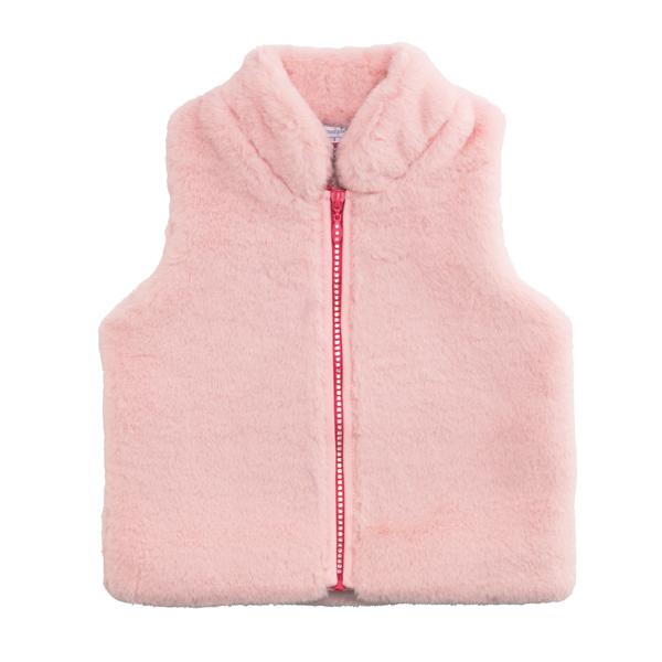 Mud Pie Pink & Ivory Fur Zip Vests