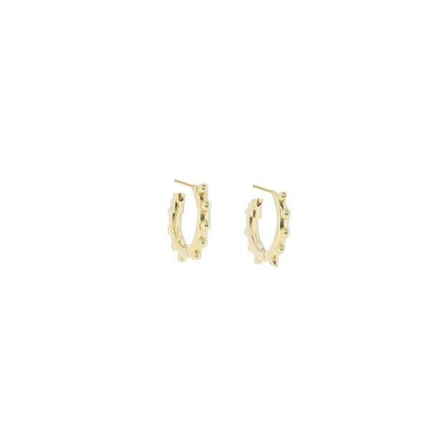 18K Gold Plated Hoop with Gold Ball Accents Earrings