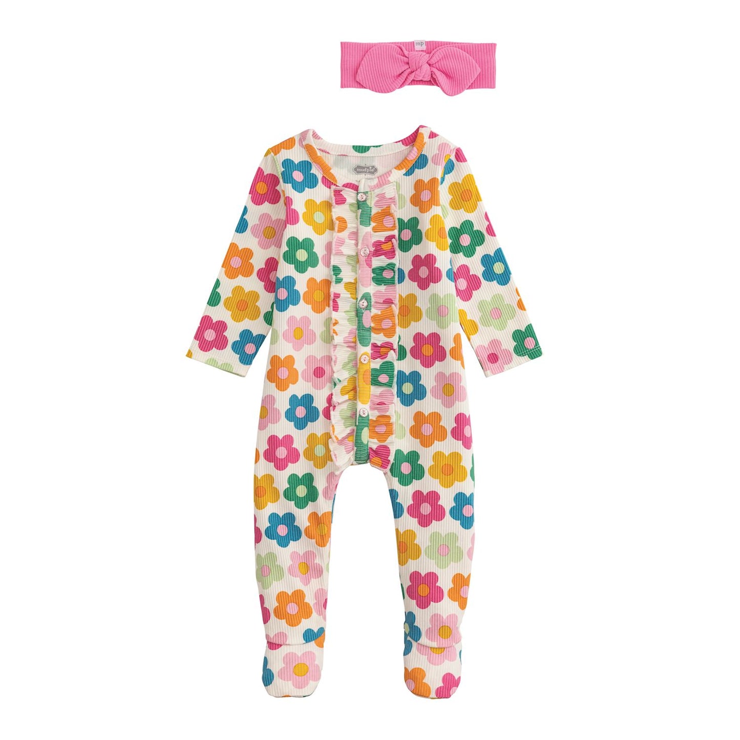 Mud Pie Flower Power Sleeper & Headband Set