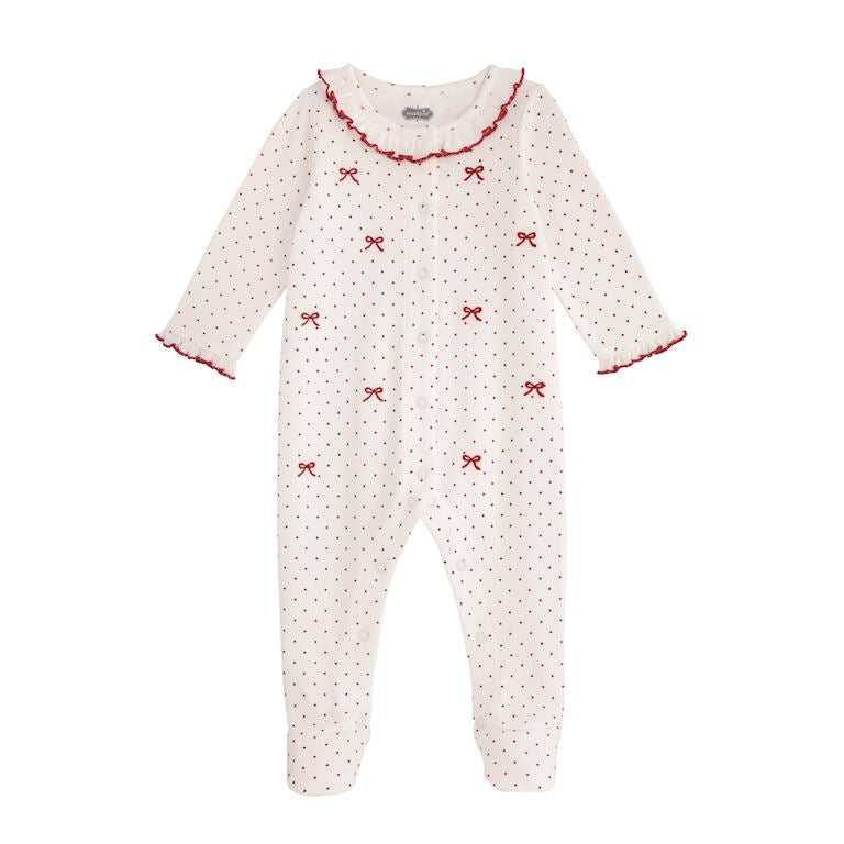 Mud Pie Christmas Bow Embroidery Sleeper