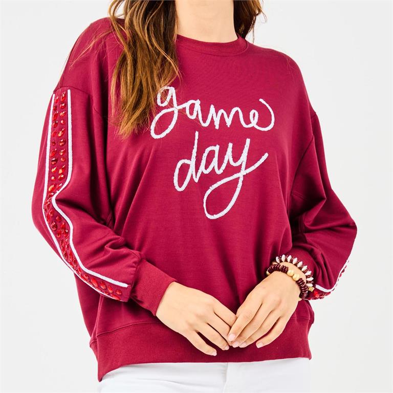 Maroon & White Sarah Game Day Sweatshirt