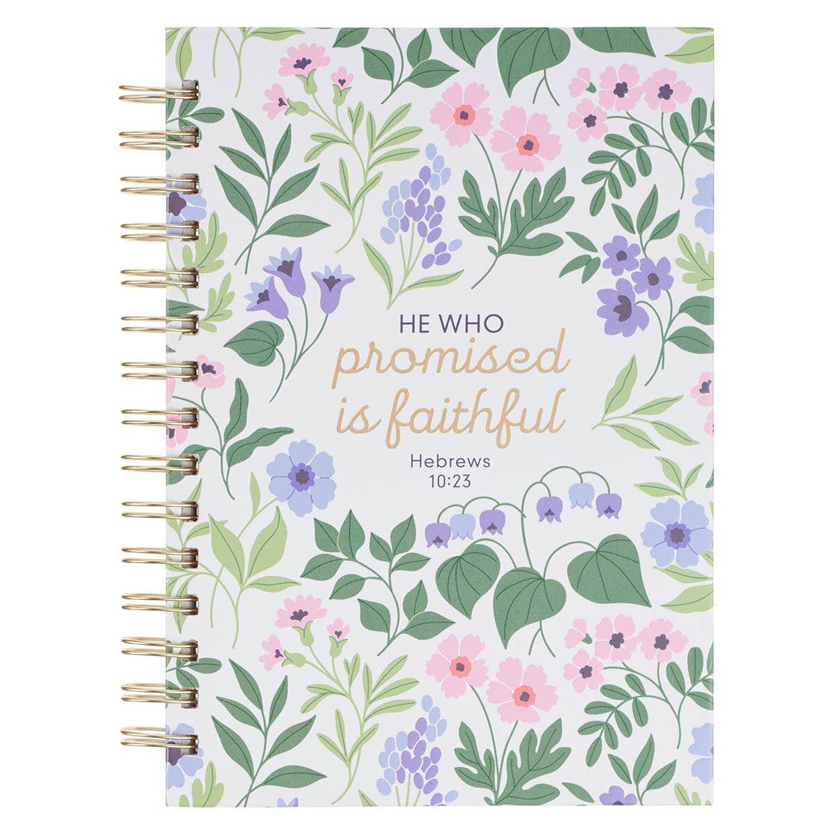 White Floral He Who Promised Heb. 10:23 Spiral Journal