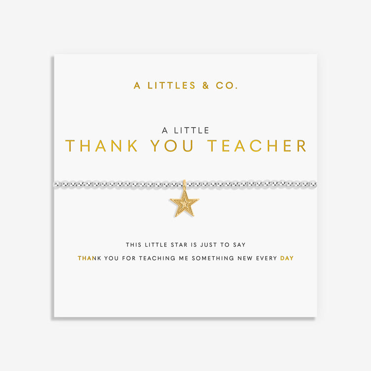 A LITTLE | THANK YOU TEACHER | Silver | Bracelet | 6 7/8" stretch