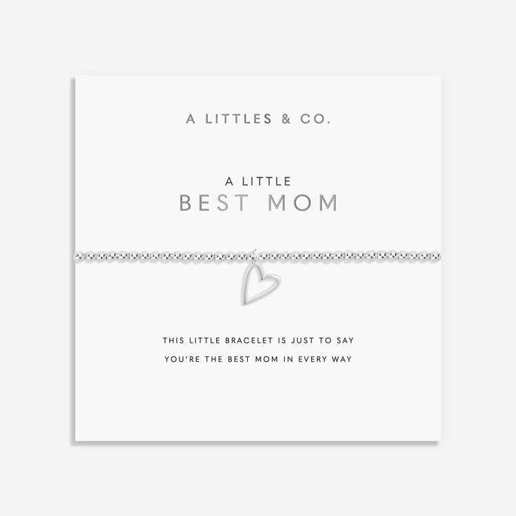 A LITTLE BEST MOM Silver Bracelet 6 7/8" stretch