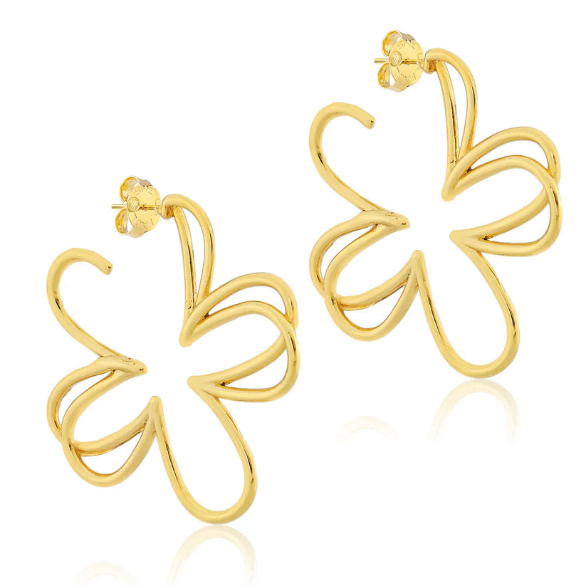 Carnation Hoops - Brushed Gold