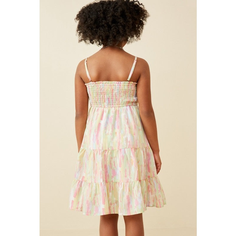 Youth Watercolor Smocked Tiered Tank Dress