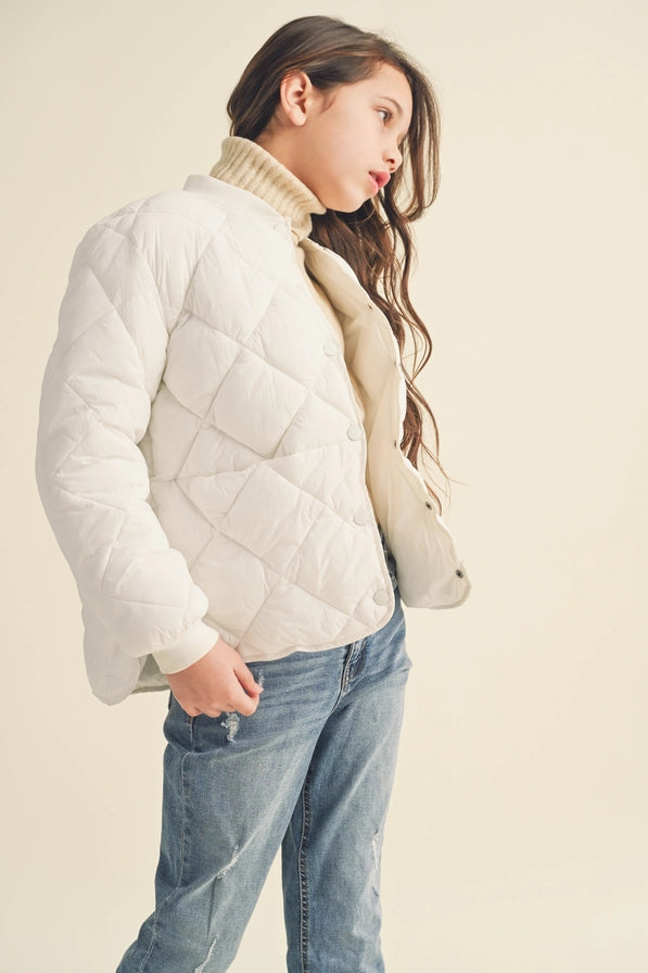 Tween Ivory Quilted Jacket