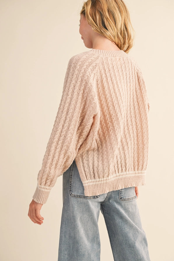 Tween Blush Beige V-Neck Sweater