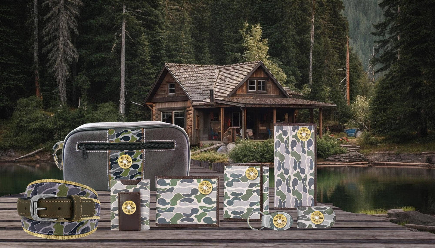 Brown & Tan Camo Shotshell Trifold Leather Wallet