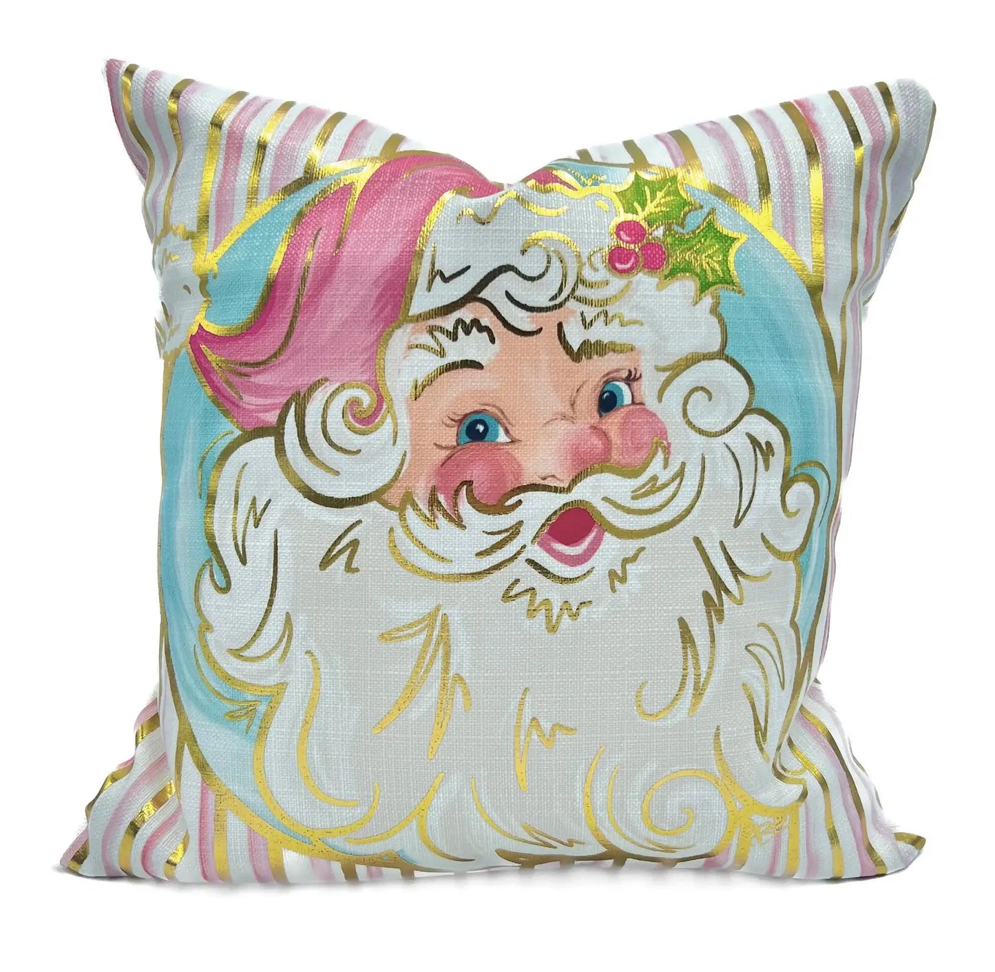 Pretty N' Pink Santa Gold Foil Pillow
