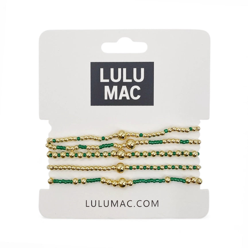 Lulu Mac Green & Gold Bracelet Set