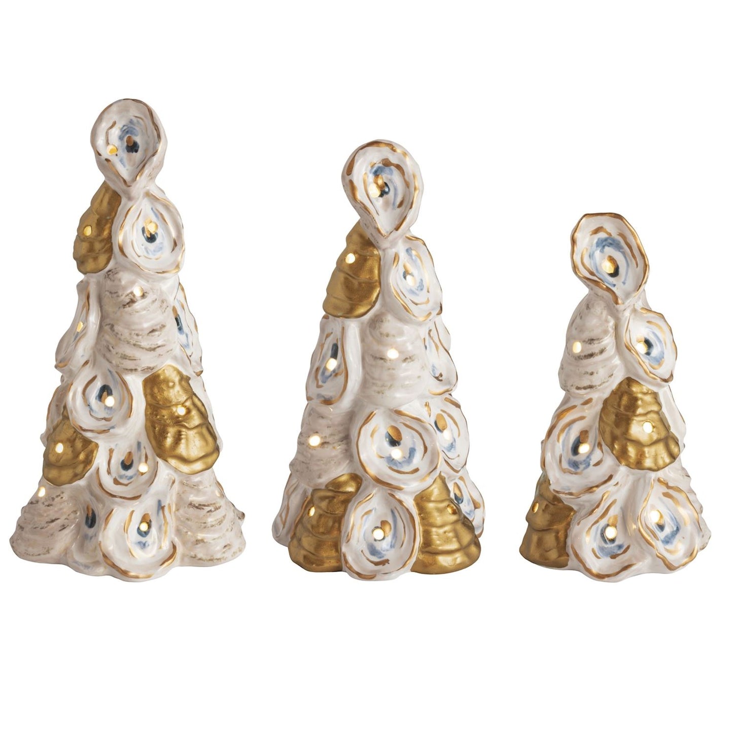 Mud Pie Ceramic Oyster Light-Up Trees