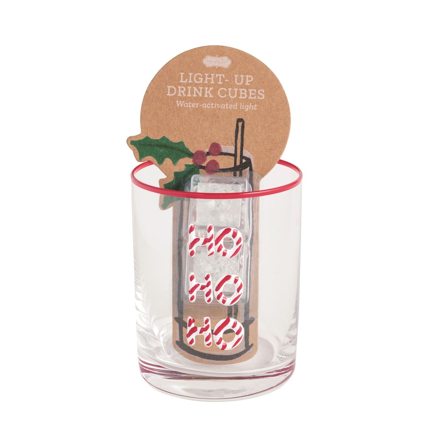 Mud Pie Christmas Glass & Light-Up Drink Cube Sets