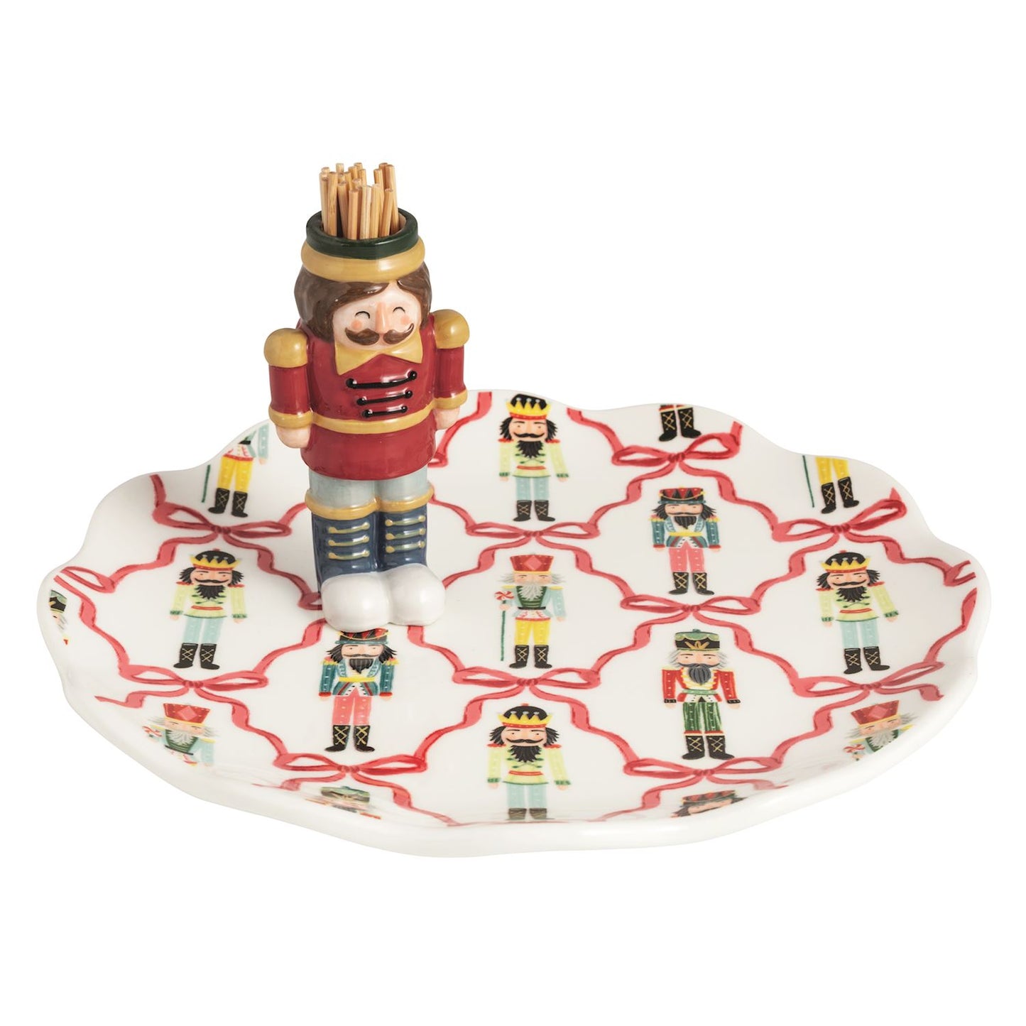 Mud Pie Nutcracker Toothpick Plate Set