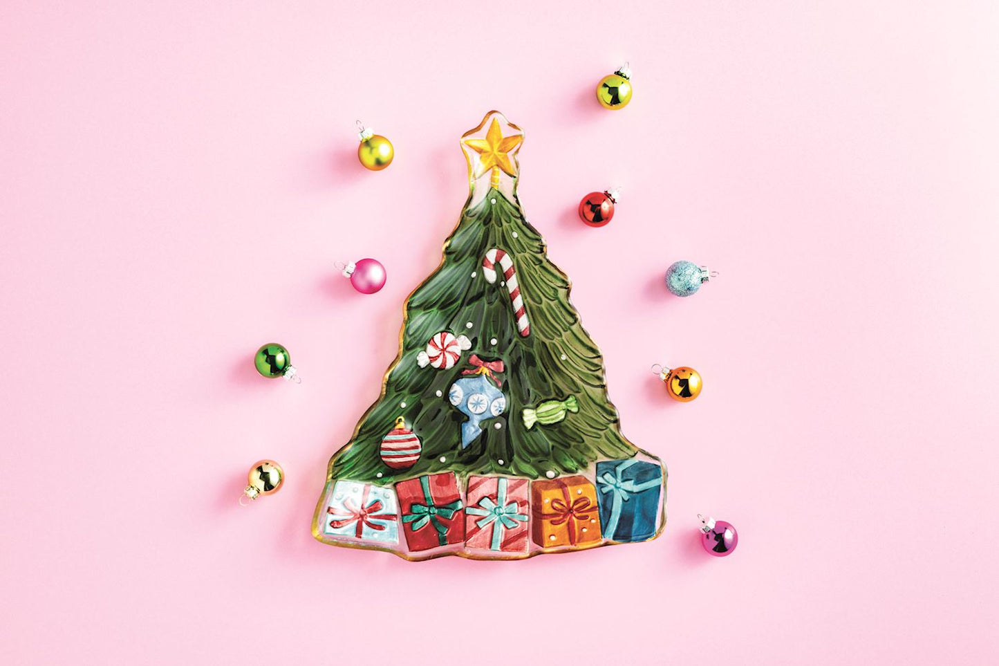 Mud Pie Christmas Tree Glass Platter