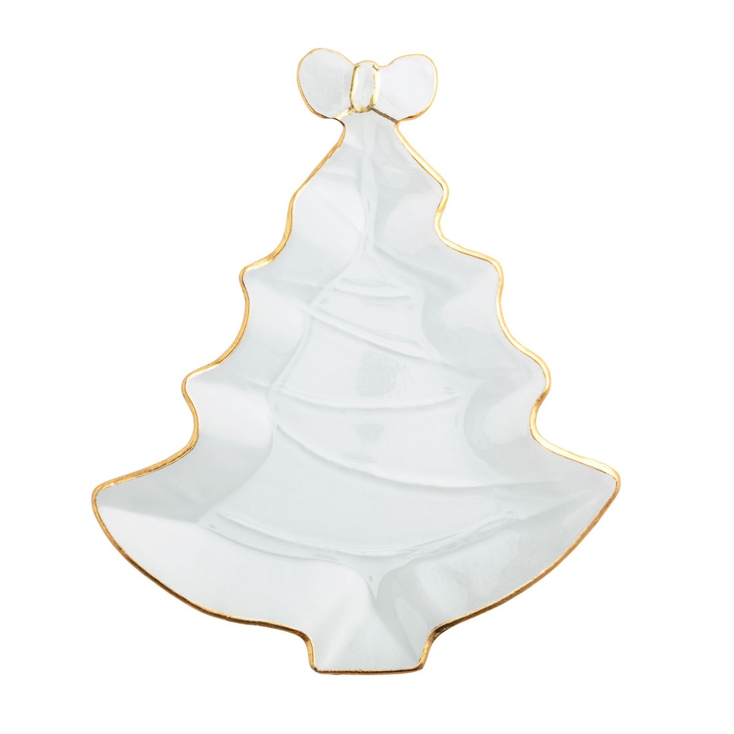 Mud Pie Bow Christmas Tree Glass Platter